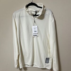 NWT Rains Cream Fleece Half Zip Up Sweater